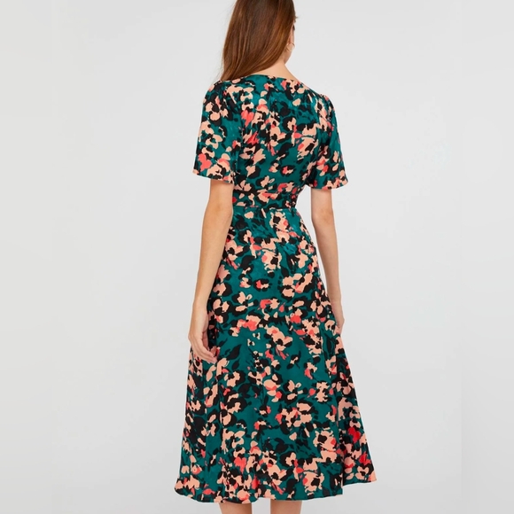 Monsoon Allegra Animal Print Tea Dress Teal Size US 4 NWT - Picture 3 of 6